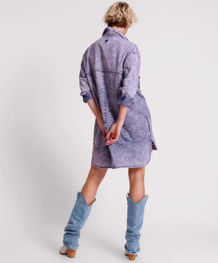 Women One Teaspoon Denim Dresses PURPLE RAIN NIXIE DENIM SHIRT DRESS Women One Teaspoon Denim Dresses PURPLE RAIN NIXIE DENIM SHIRT DRESS