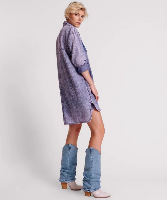 Women One Teaspoon Denim Dresses PURPLE RAIN NIXIE DENIM SHIRT DRESS Women One Teaspoon Denim Dresses PURPLE RAIN NIXIE DENIM SHIRT DRESS