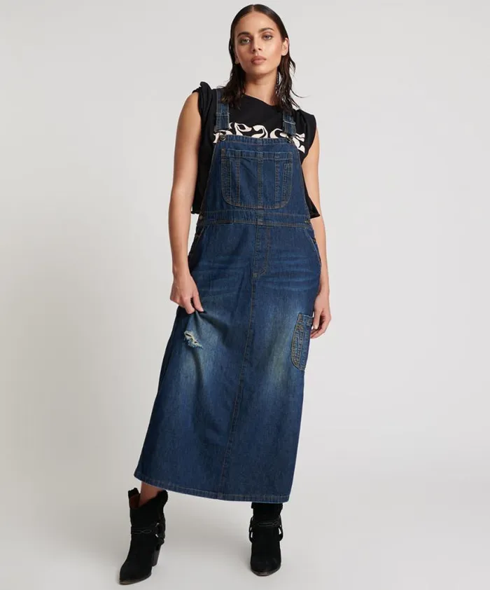 Women One Teaspoon Denim Dresses ROYAL BLUE LONG STANTON ST DRESS