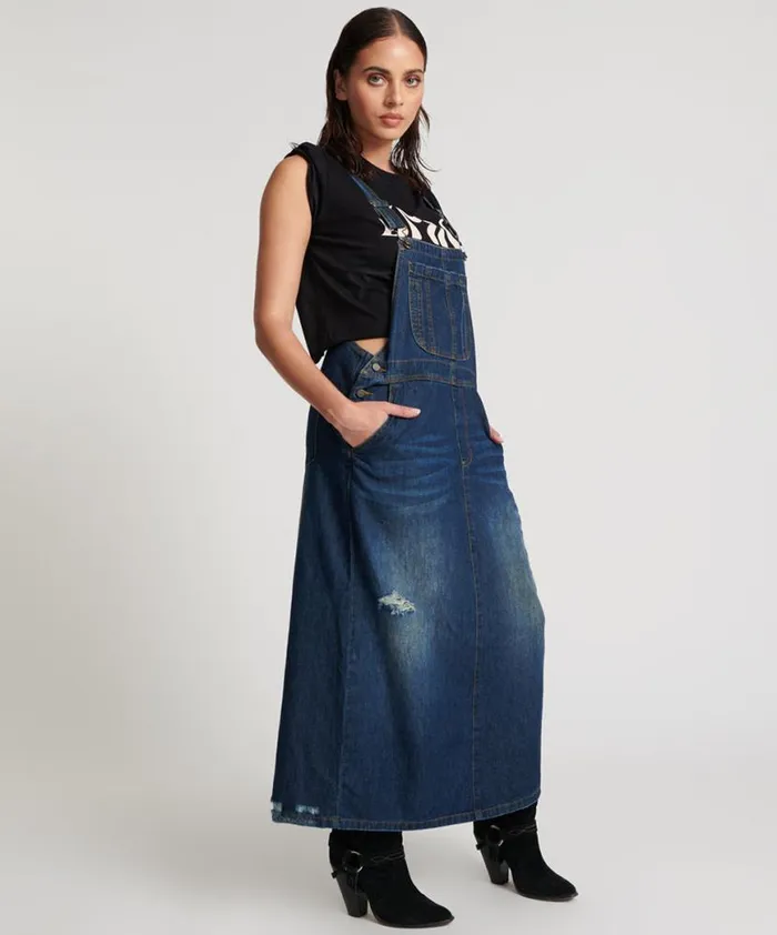 Women One Teaspoon Denim Dresses ROYAL BLUE LONG STANTON ST DRESS Women One Teaspoon Denim Dresses ROYAL BLUE LONG STANTON ST DRESS