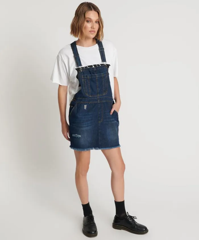 Women One Teaspoon Denim Dresses ROYAL BLUE MINI STANTON ST DRESS Women One Teaspoon Denim Dresses ROYAL BLUE MINI STANTON ST DRESS