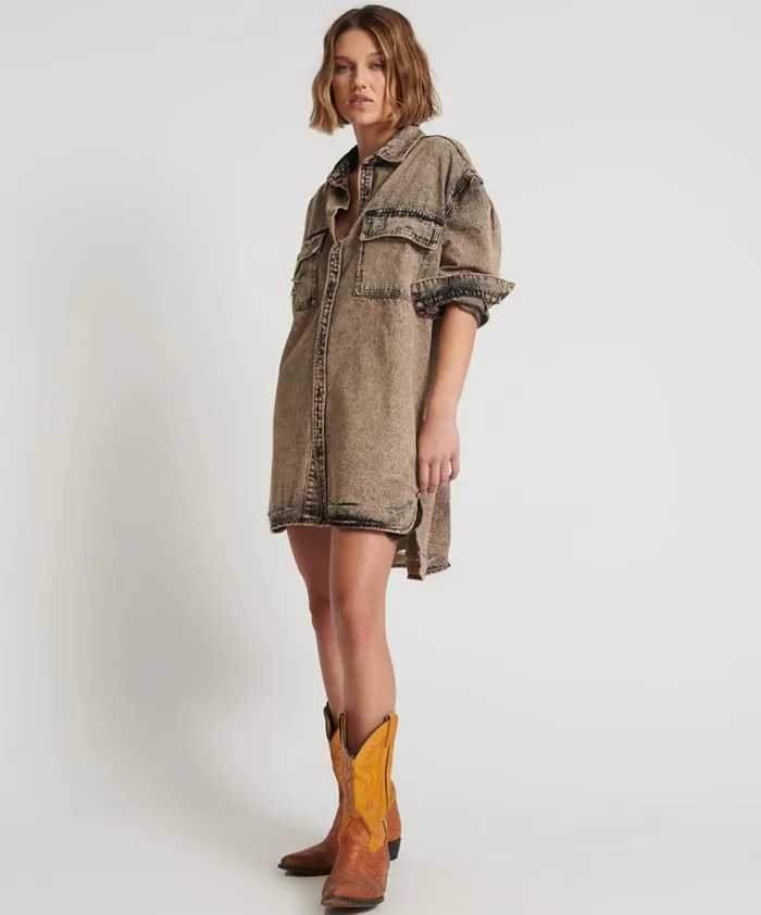 Women One Teaspoon Denim Dresses RUST DENIM SHIRT DRESS Women One Teaspoon Denim Dresses RUST DENIM SHIRT DRESS