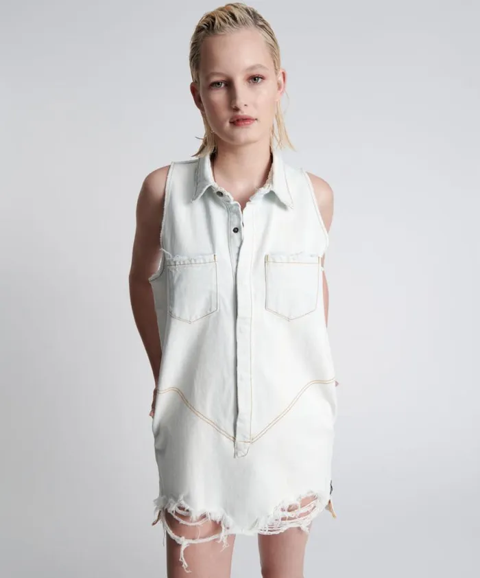 Women One Teaspoon Denim Dresses XANTHE BRAXTON DRESS