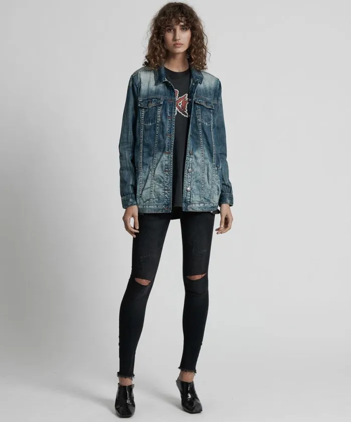Women One Teaspoon Denim Jackets BLUE MAIDEN ALL STAR JACKET