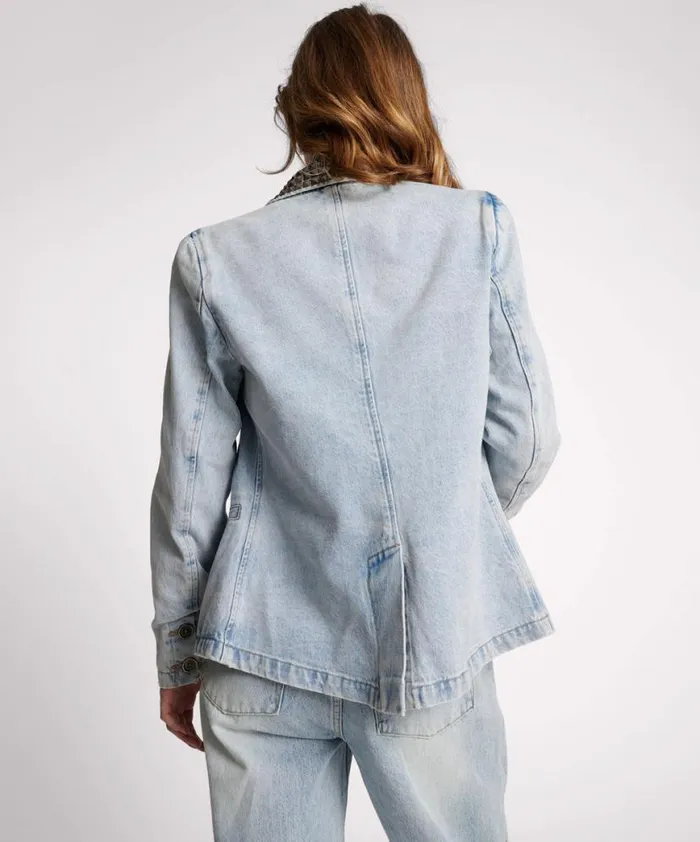 Women One Teaspoon Denim Jackets DIAMONDE STUDDED DENIM BLAZER Women One Teaspoon Denim Jackets DIAMONDE STUDDED DENIM BLAZER