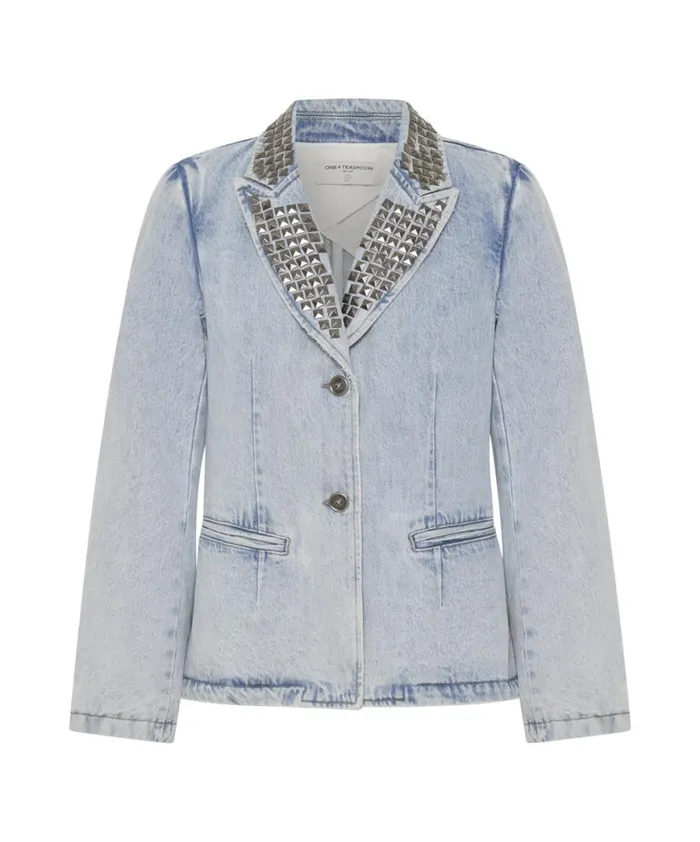 Women One Teaspoon Denim Jackets DIAMONDE STUDDED DENIM BLAZER Women One Teaspoon Denim Jackets DIAMONDE STUDDED DENIM BLAZER