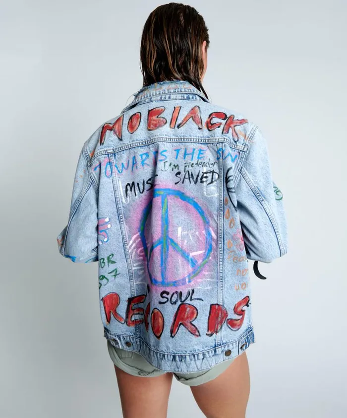Women One Teaspoon Denim Jackets EPIC RECORDS GRAFFITI DENIM JACKET Women One Teaspoon Denim Jackets EPIC RECORDS GRAFFITI DENIM JACKET