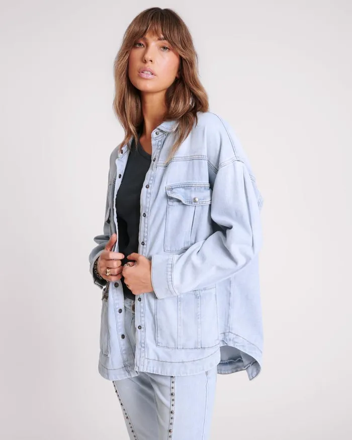 Women One Teaspoon Denim Jackets HUSTLER LONGLINE DENIM JACKET Women One Teaspoon Denim Jackets HUSTLER LONGLINE DENIM JACKET