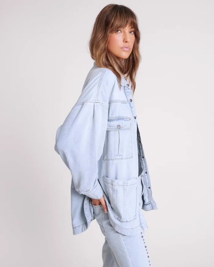 Women One Teaspoon Denim Jackets HUSTLER LONGLINE DENIM JACKET Women One Teaspoon Denim Jackets HUSTLER LONGLINE DENIM JACKET