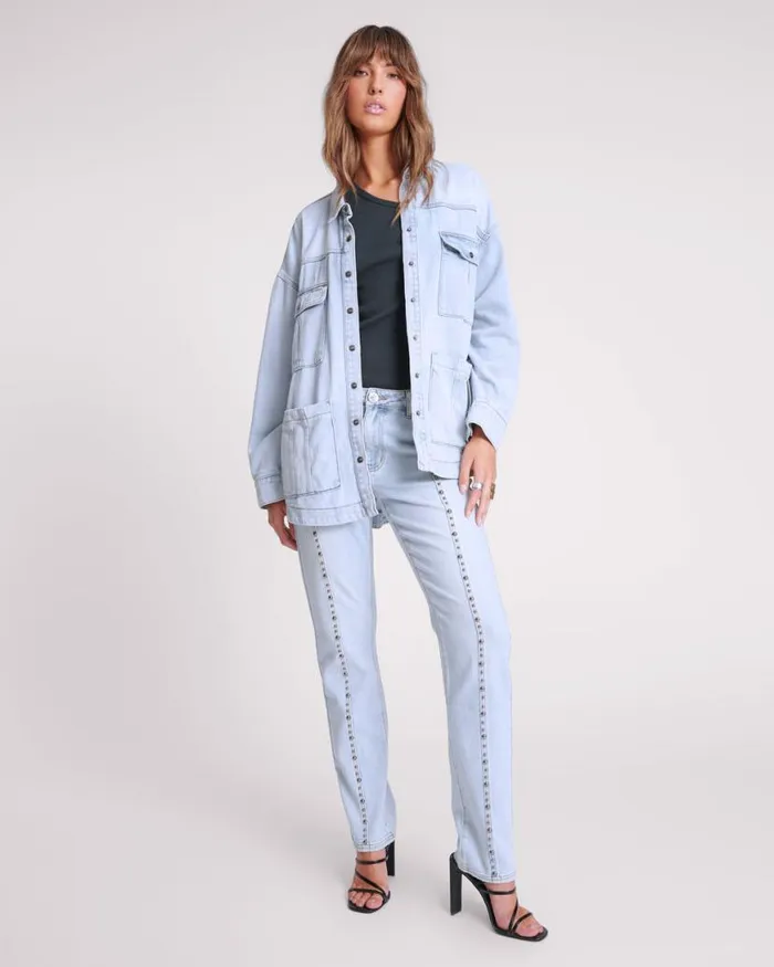 Women One Teaspoon Denim Jackets HUSTLER LONGLINE DENIM JACKET Women One Teaspoon Denim Jackets HUSTLER LONGLINE DENIM JACKET
