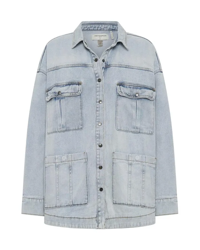 Women One Teaspoon Denim Jackets HUSTLER LONGLINE DENIM JACKET Women One Teaspoon Denim Jackets HUSTLER LONGLINE DENIM JACKET