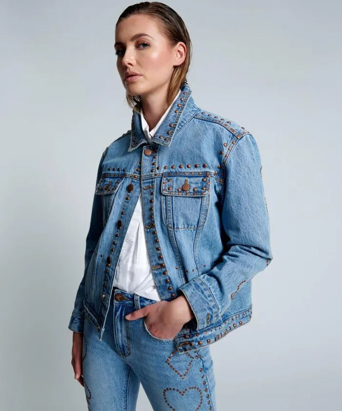 Women One Teaspoon Denim Jackets LUCKY BET DENIM TRUCKER JACKET