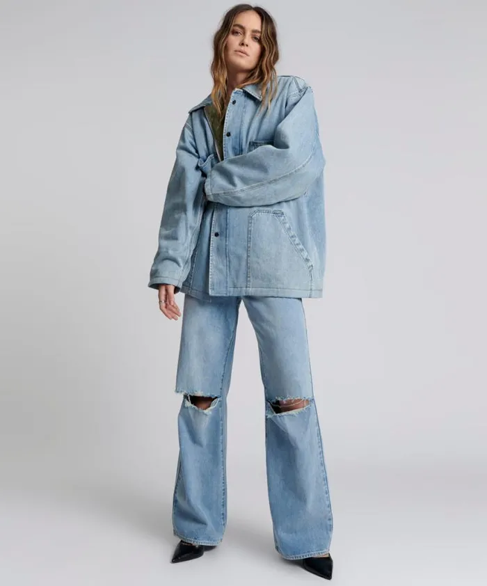 Women One Teaspoon Denim Jackets MY BOYFRIENDS JACKET BLUE