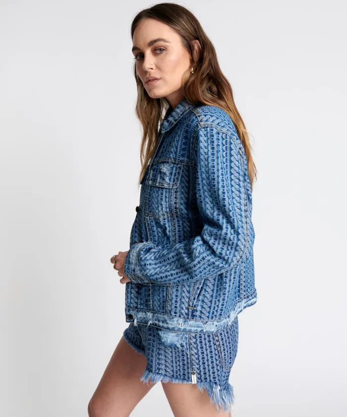 Women One Teaspoon Denim Jackets ON REPEAT DENIM TRUCKER JACKET Women One Teaspoon Denim Jackets ON REPEAT DENIM TRUCKER JACKET