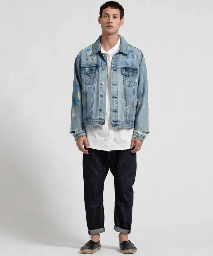 Women One Teaspoon Denim Jackets PAINTED DENIM JACKET