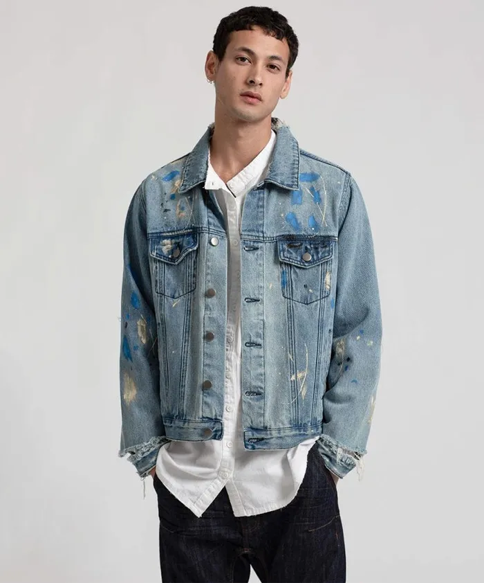 Women One Teaspoon Denim Jackets PAINTED DENIM JACKET Women One Teaspoon Denim Jackets PAINTED DENIM JACKET