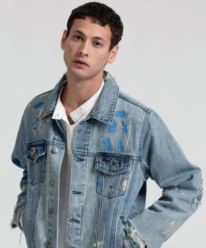 Women One Teaspoon Denim Jackets PAINTED DENIM JACKET Women One Teaspoon Denim Jackets PAINTED DENIM JACKET