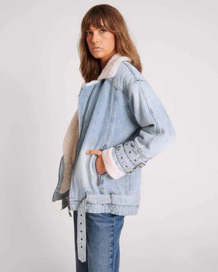 Women One Teaspoon Denim Jackets SALTY DOG DENIM AVIATOR JACKET Women One Teaspoon Denim Jackets SALTY DOG DENIM AVIATOR JACKET