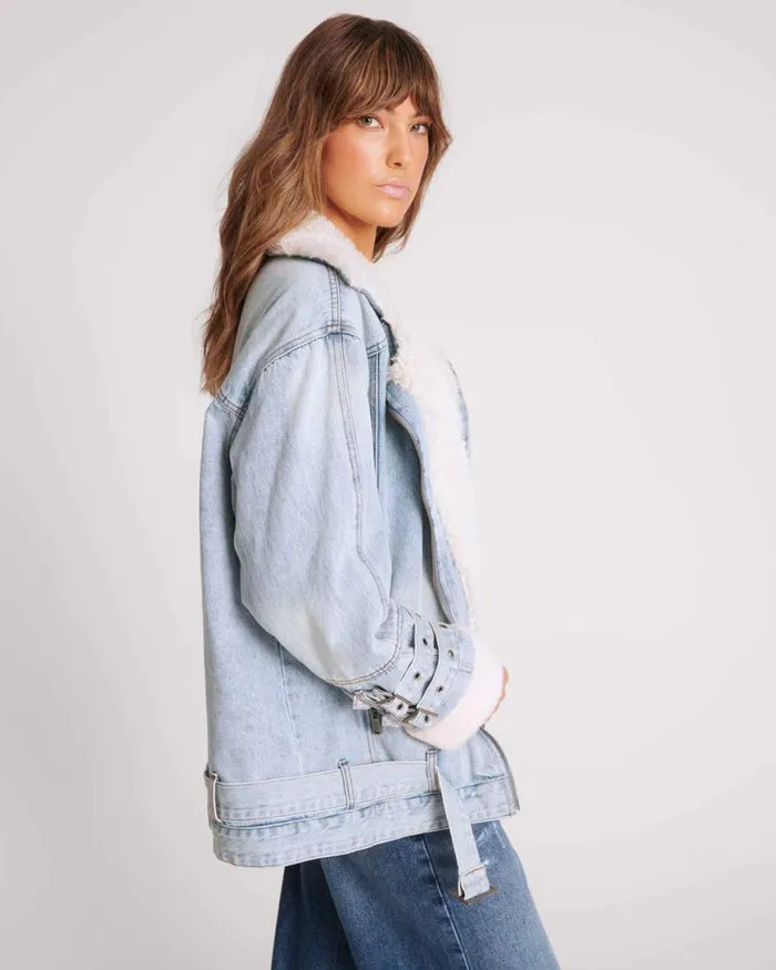 Women One Teaspoon Denim Jackets SALTY DOG DENIM AVIATOR JACKET Women One Teaspoon Denim Jackets SALTY DOG DENIM AVIATOR JACKET