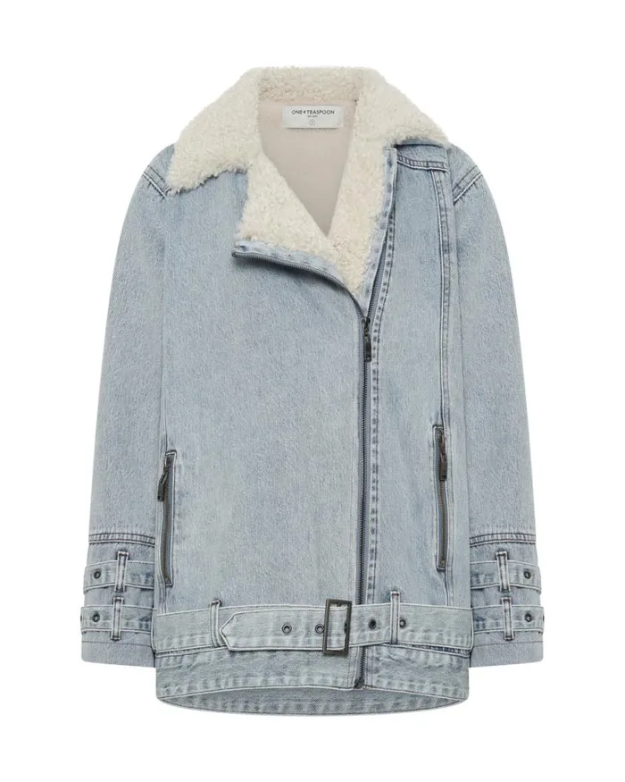 Women One Teaspoon Denim Jackets SALTY DOG DENIM AVIATOR JACKET Women One Teaspoon Denim Jackets SALTY DOG DENIM AVIATOR JACKET
