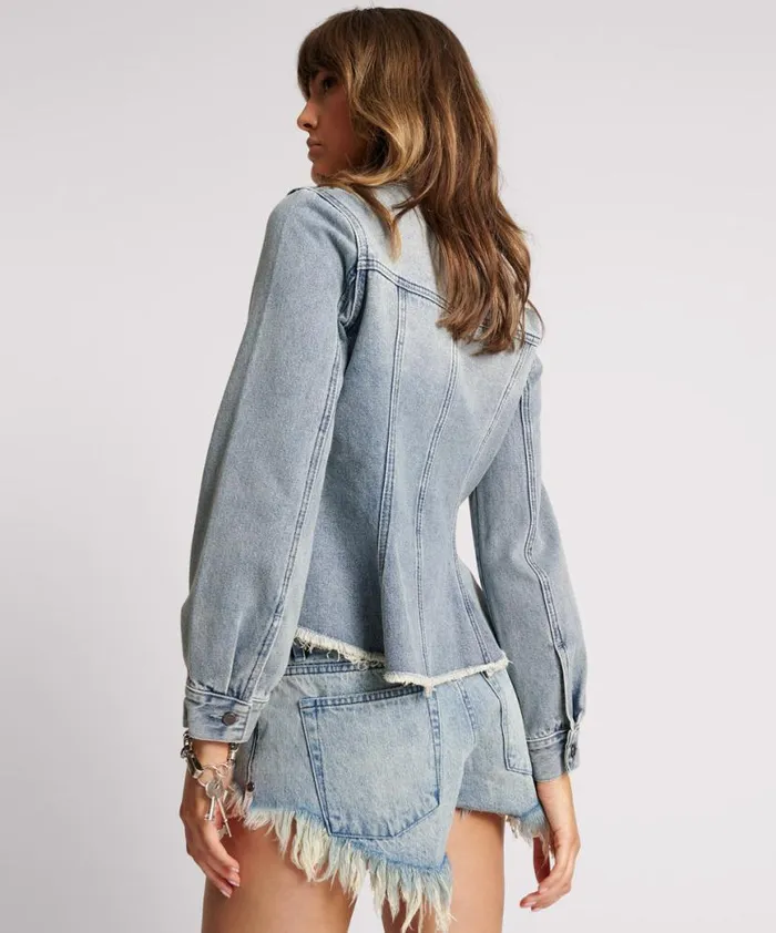 Women One Teaspoon Denim Jackets SALTY DOG PEPLUM DENIM SHACKET Women One Teaspoon Denim Jackets SALTY DOG PEPLUM DENIM SHACKET