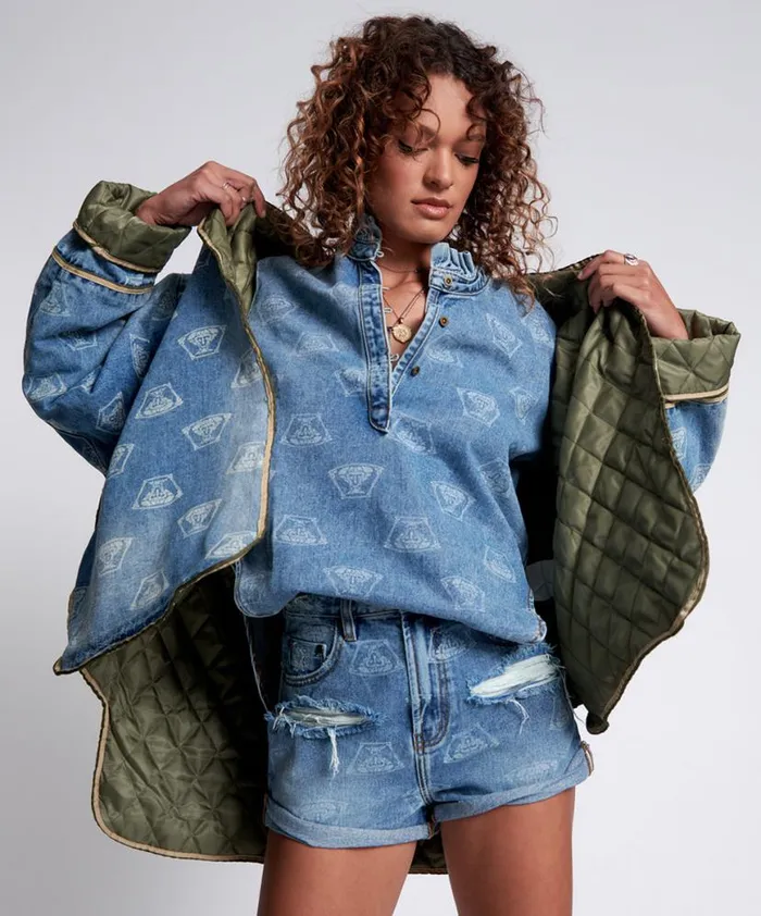 Women One Teaspoon Denim Jackets STUFFED MEDUSA DENIM JACKET