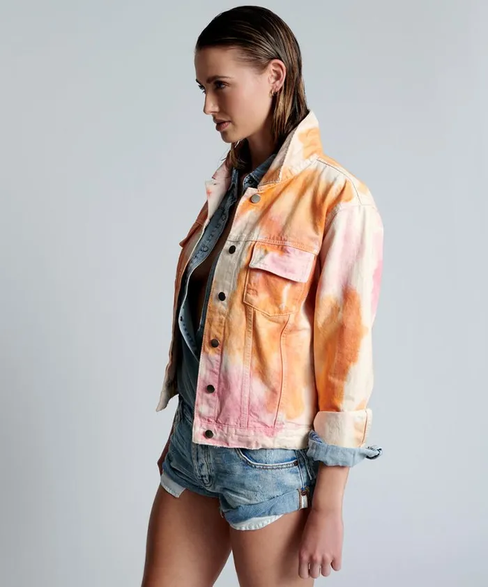 Women One Teaspoon Denim Jackets TIE DYE MIND FREQUENCIES DENIM TRUCKER JACKET Women One Teaspoon Denim Jackets TIE DYE MIND FREQUENCIES DENIM TRUCKER JACKET
