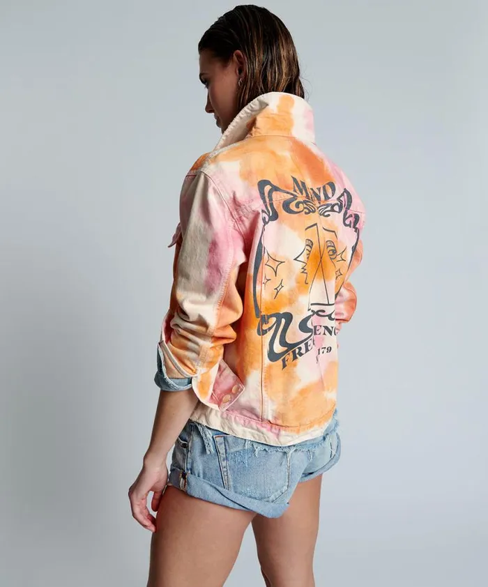 Women One Teaspoon Denim Jackets TIE DYE MIND FREQUENCIES DENIM TRUCKER JACKET Women One Teaspoon Denim Jackets TIE DYE MIND FREQUENCIES DENIM TRUCKER JACKET