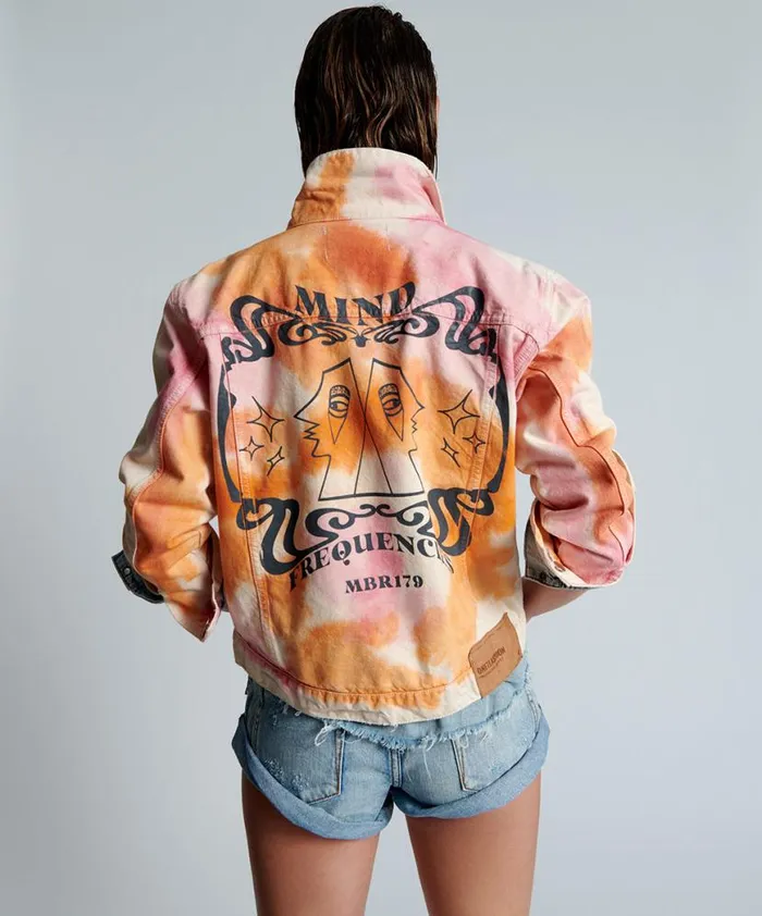 Women One Teaspoon Denim Jackets TIE DYE MIND FREQUENCIES DENIM TRUCKER JACKET Women One Teaspoon Denim Jackets TIE DYE MIND FREQUENCIES DENIM TRUCKER JACKET