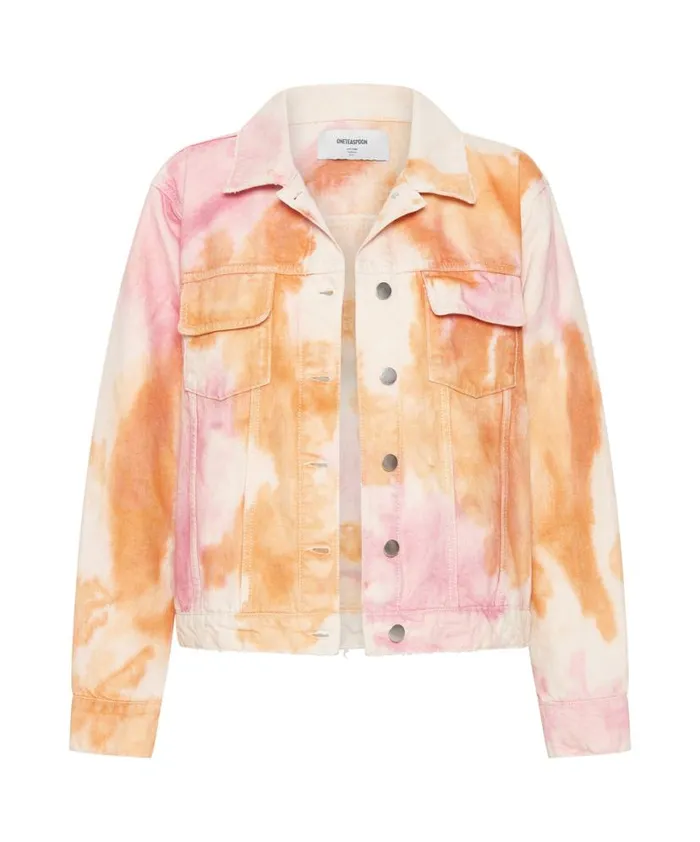 Women One Teaspoon Denim Jackets TIE DYE MIND FREQUENCIES DENIM TRUCKER JACKET Women One Teaspoon Denim Jackets TIE DYE MIND FREQUENCIES DENIM TRUCKER JACKET