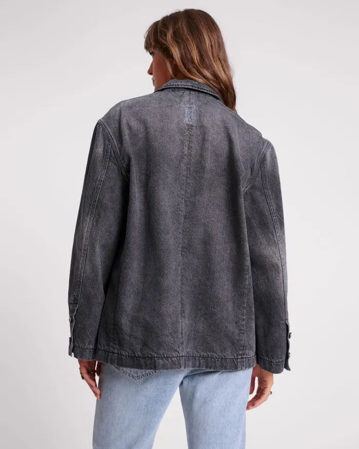 Women One Teaspoon Denim Jackets WORN BLACK DENIM BOYFRIEND BLAZER Women One Teaspoon Denim Jackets WORN BLACK DENIM BOYFRIEND BLAZER
