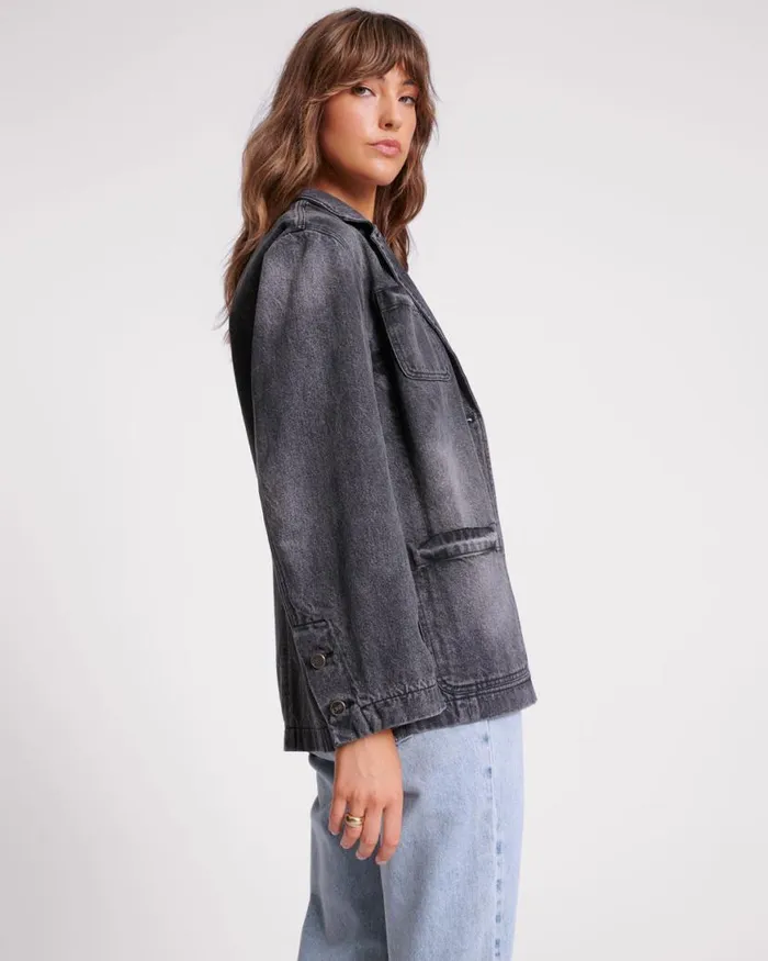 Women One Teaspoon Denim Jackets WORN BLACK DENIM BOYFRIEND BLAZER Women One Teaspoon Denim Jackets WORN BLACK DENIM BOYFRIEND BLAZER
