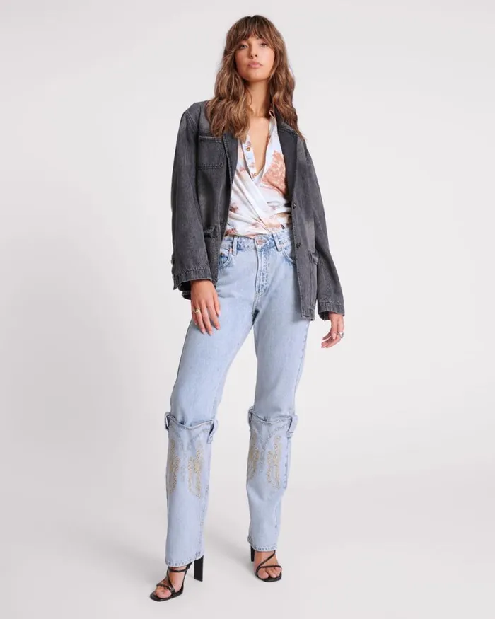 Women One Teaspoon Denim Jackets WORN BLACK DENIM BOYFRIEND BLAZER Women One Teaspoon Denim Jackets WORN BLACK DENIM BOYFRIEND BLAZER