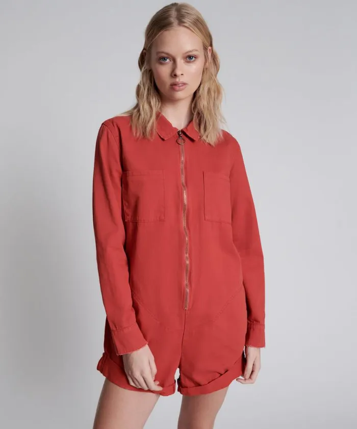 Women One Teaspoon Denim Jumpsuits APPLE RED PROPHECY JUMPSUIT