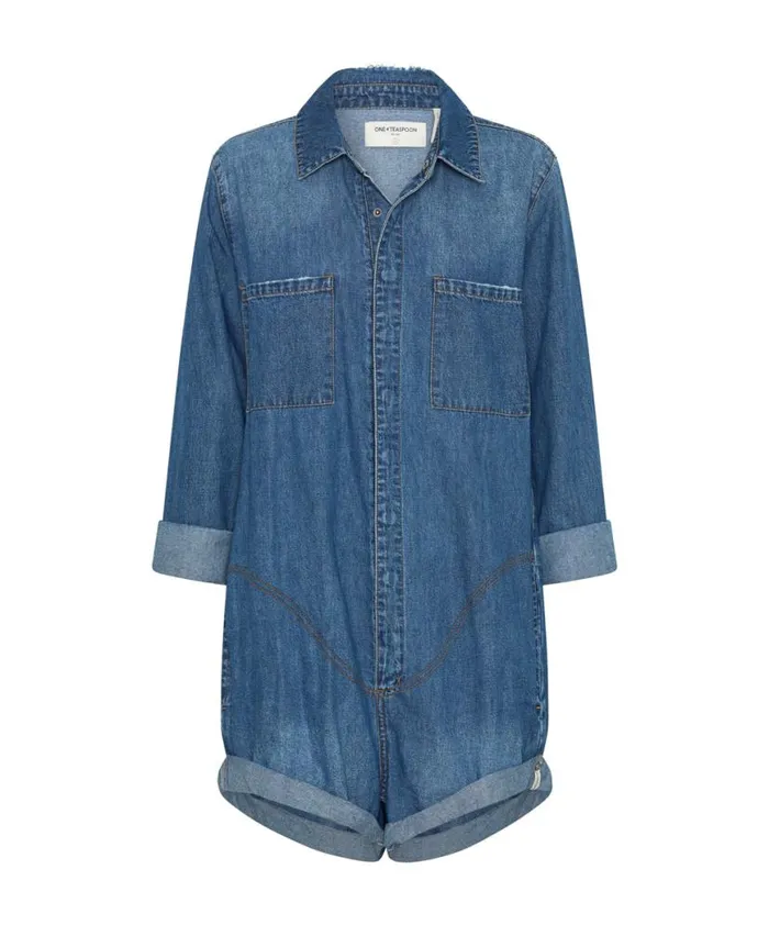Women One Teaspoon Denim Jumpsuits BAY BLUE PROPHECY JUMPSUIT Women One Teaspoon Denim Jumpsuits BAY BLUE PROPHECY JUMPSUIT