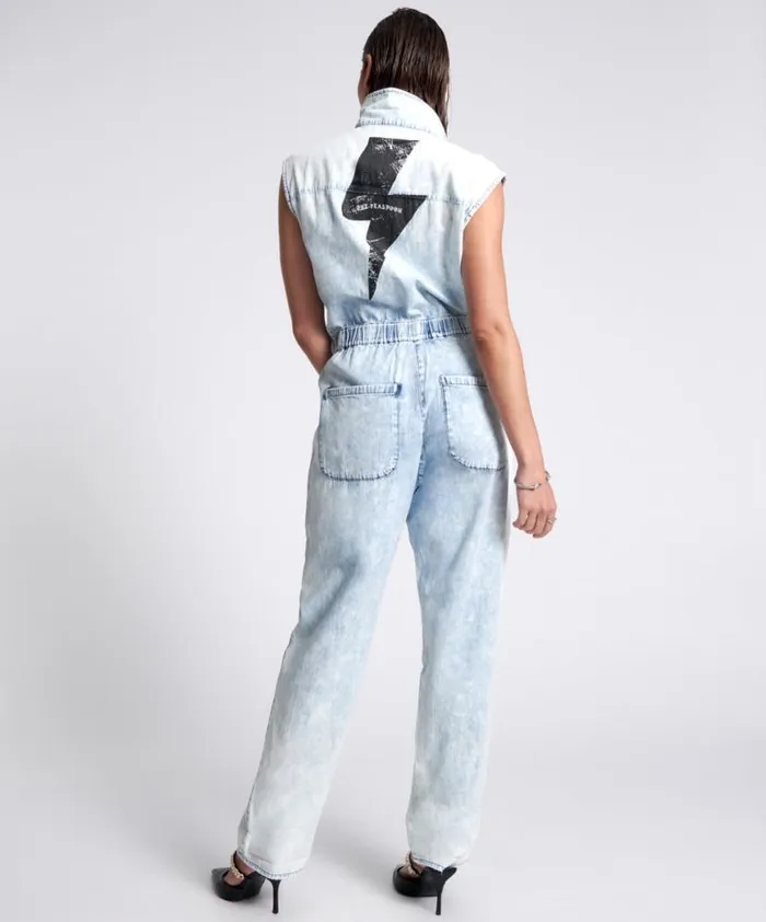 Women One Teaspoon Denim Jumpsuits BLACK LIGHTNING SLEEVELESS OLIVIA AVIATOR JUMPSUIT Women One Teaspoon Denim Jumpsuits BLACK LIGHTNING SLEEVELESS OLIVIA AVIATOR JUMPSUIT