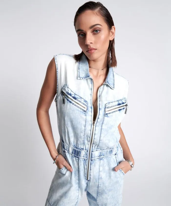Women One Teaspoon Denim Jumpsuits BLACK LIGHTNING SLEEVELESS OLIVIA AVIATOR JUMPSUIT Women One Teaspoon Denim Jumpsuits BLACK LIGHTNING SLEEVELESS OLIVIA AVIATOR JUMPSUIT