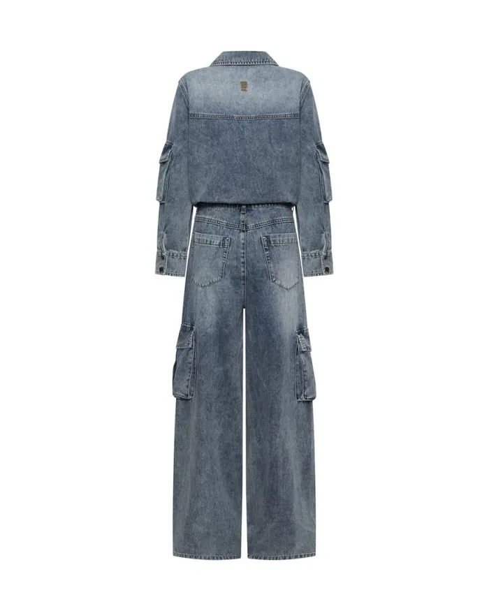 Women One Teaspoon Denim Jumpsuits BLUE BLOSSOM CARGO TRUCKER OVERALL Women One Teaspoon Denim Jumpsuits BLUE BLOSSOM CARGO TRUCKER OVERALL