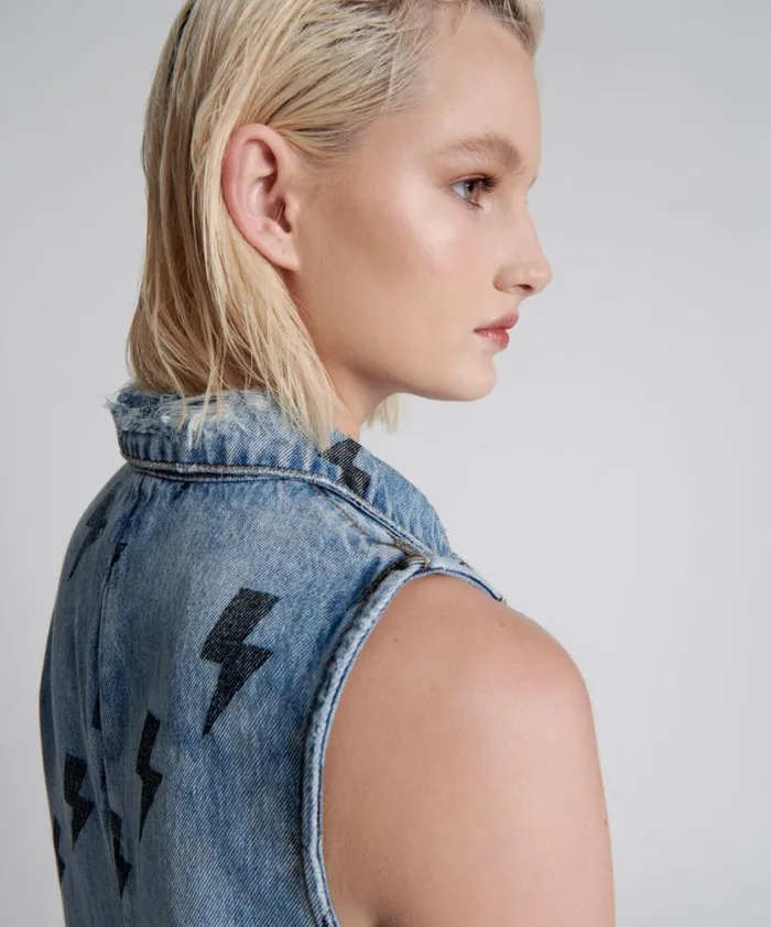 Women One Teaspoon Denim Jumpsuits BLUE LIGHTNING MINI BRAXTON JUMPSUIT Women One Teaspoon Denim Jumpsuits BLUE LIGHTNING MINI BRAXTON JUMPSUIT