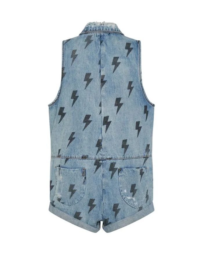 Women One Teaspoon Denim Jumpsuits BLUE LIGHTNING MINI BRAXTON JUMPSUIT Women One Teaspoon Denim Jumpsuits BLUE LIGHTNING MINI BRAXTON JUMPSUIT