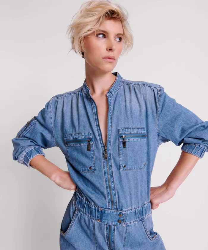 Women One Teaspoon Denim Jumpsuits CHAMBRAY ROMANCE ZIPPED UP JUMPSUIT Women One Teaspoon Denim Jumpsuits CHAMBRAY ROMANCE ZIPPED UP JUMPSUIT
