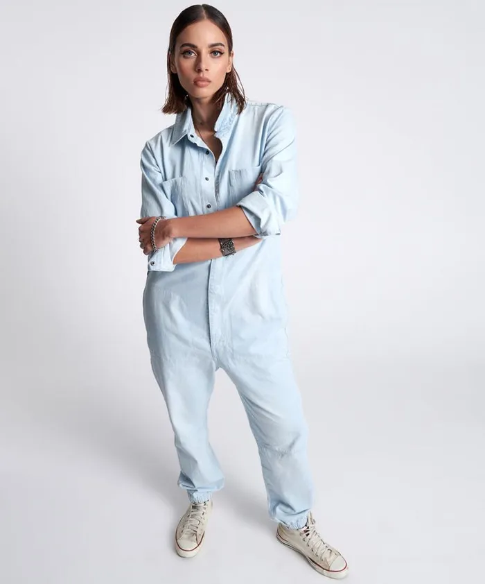 Women One Teaspoon Denim Jumpsuits CLASSIC CHAMBRAY PARADISE JUMPSUIT