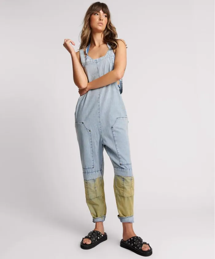 Women One Teaspoon Denim Jumpsuits GOLDEN HOUR HEROES JUMPSUIT