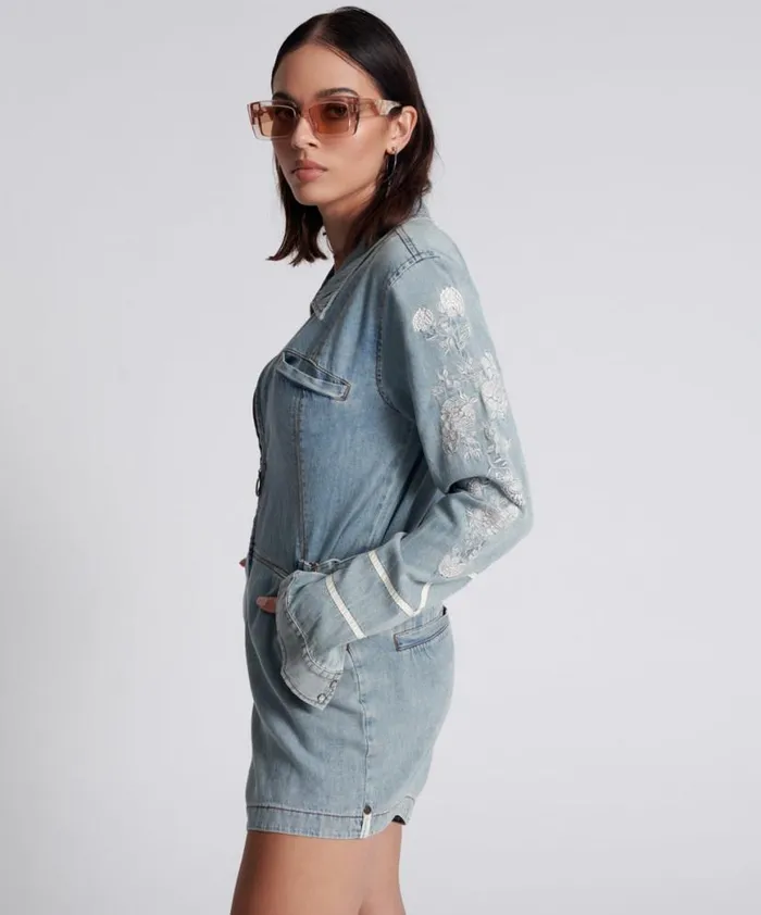 Women One Teaspoon Denim Jumpsuits HEARTLAND EMBROIDERED MARGOT JUMPSUIT Women One Teaspoon Denim Jumpsuits HEARTLAND EMBROIDERED MARGOT JUMPSUIT