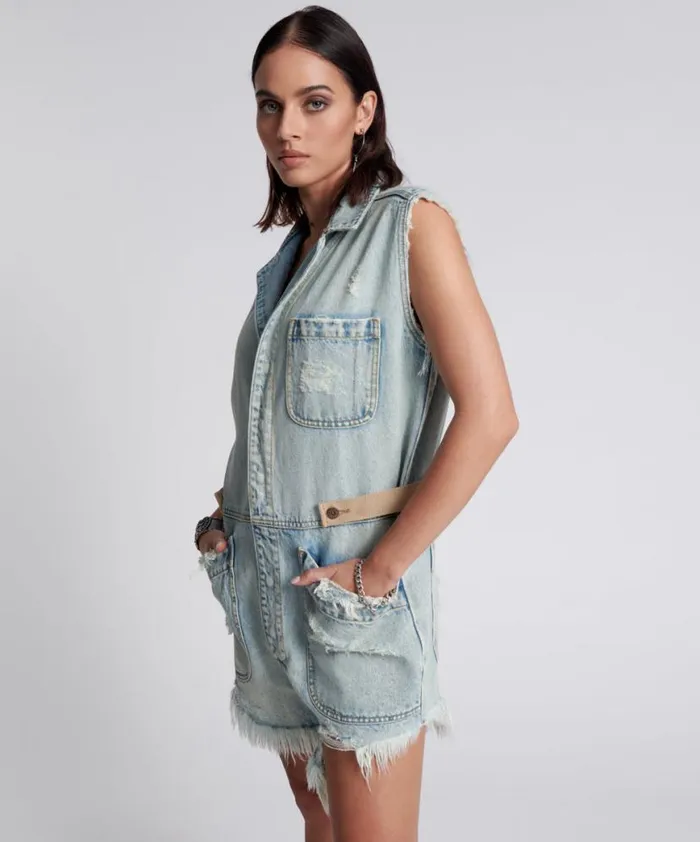 Women One Teaspoon Denim Jumpsuits KANSAS BLUE PALISADES OVERALL Women One Teaspoon Denim Jumpsuits KANSAS BLUE PALISADES OVERALL
