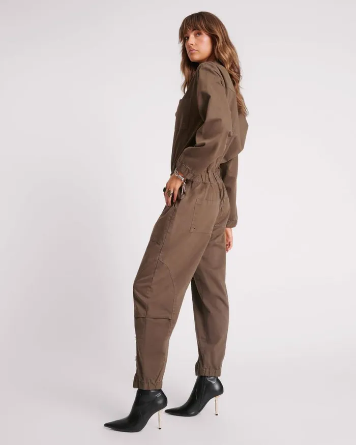 Women One Teaspoon Denim Jumpsuits KHAKI DARK ROMANCE JUMPSUIT Women One Teaspoon Denim Jumpsuits KHAKI DARK ROMANCE JUMPSUIT