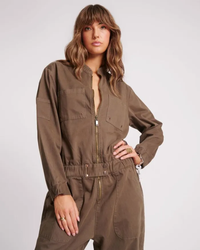 Women One Teaspoon Denim Jumpsuits KHAKI DARK ROMANCE JUMPSUIT Women One Teaspoon Denim Jumpsuits KHAKI DARK ROMANCE JUMPSUIT