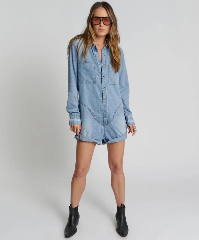 Women One Teaspoon Denim Jumpsuits OCEAN CHAMBRAY PROPHECY JUMPSUIT Women One Teaspoon Denim Jumpsuits OCEAN CHAMBRAY PROPHECY JUMPSUIT