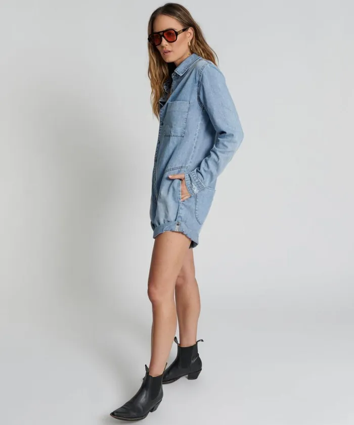Women One Teaspoon Denim Jumpsuits OCEAN CHAMBRAY PROPHECY JUMPSUIT Women One Teaspoon Denim Jumpsuits OCEAN CHAMBRAY PROPHECY JUMPSUIT