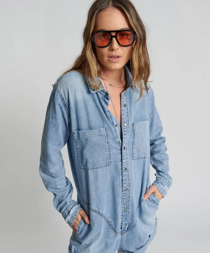Women One Teaspoon Denim Jumpsuits OCEAN CHAMBRAY PROPHECY JUMPSUIT Women One Teaspoon Denim Jumpsuits OCEAN CHAMBRAY PROPHECY JUMPSUIT